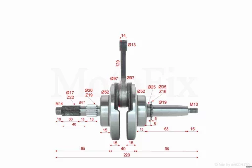 Коленвал YX140 1P56FMJ (W063 без эл.стартера) p13, L220 #PRO "LIPAI", QT-030614