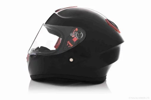 Шолом інтеграл "DAVID" (#D820, чорний глянсовий, XL, ABS, червоний спойлер), QT-033499