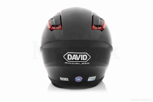 Шолом інтеграл "DAVID" (#D820, чорний глянсовий, XL, ABS, червоний спойлер), QT-033499