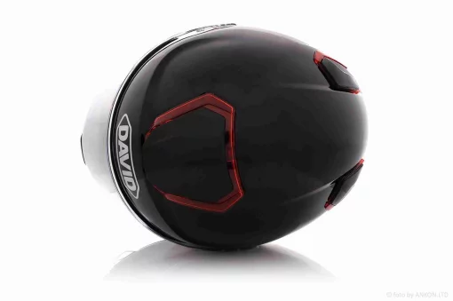 Шолом інтеграл "DAVID" (#D820, чорний глянсовий, XL, ABS, червоний спойлер), QT-033499