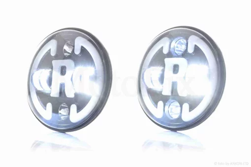 Фара мото діодна, кругла, D178, H4, 2 габарити (білий/синій), повороти #C47-9S1, QT-037229