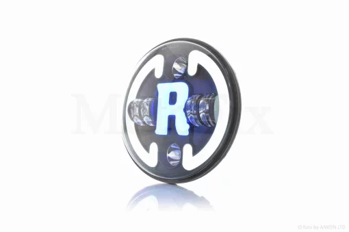 Фара мото діодна, кругла, D178, H4, 2 габарити (білий/синій), повороти #C47-9S1, QT-037229