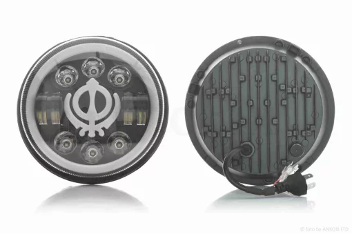 Фара мото діодна, кругла, D166, 2 габарити (білий/жовтий) #C66-BK-2P1, QT-037074