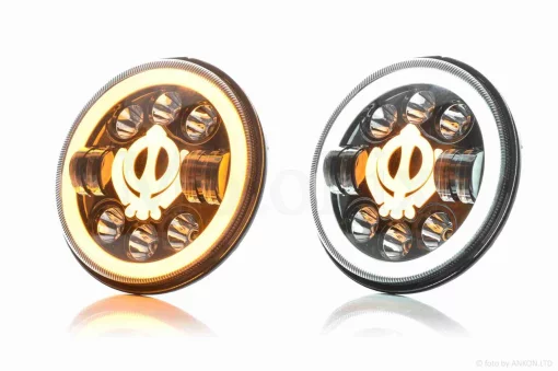 Фара мото діодна, кругла, D166, 2 габарити (білий/жовтий) #C66-BK-2P1, QT-037074