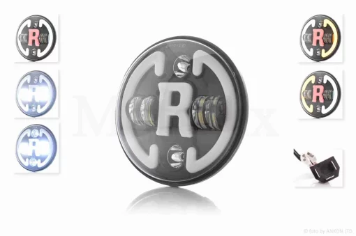 Фара мото діодна, кругла, D175, H4, 2 габарити (білий/червоний), повороти #C47-9S2, QT-037089