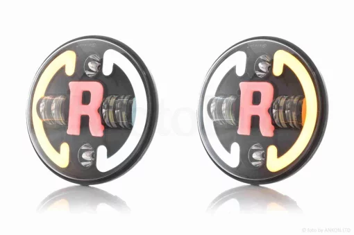 Фара мото діодна, кругла, D175, H4, 2 габарити (білий/червоний), повороти #C47-9S2, QT-037089