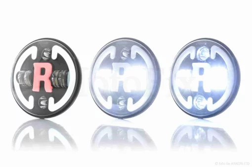 Фара мото діодна, кругла, D175, H4, 2 габарити (білий/червоний), повороти #C47-9S2, QT-037089