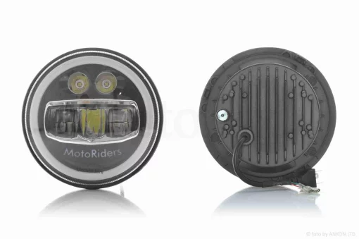 Фара мото діодна, кругла, D178, H4, 2 габарити (білий/жовтий) #C55-8S2, QT-037090