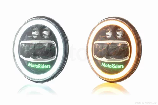 Фара мото діодна, кругла, D178, H4, 2 габарити (білий/жовтий) #C55-8S2, QT-037090
