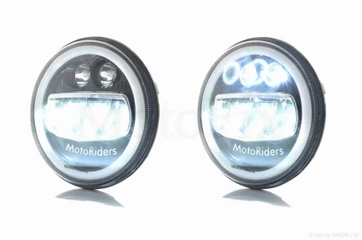 Фара мото діодна, кругла, D178, H4, 2 габарити (білий/жовтий) #C55-8S2, QT-037090