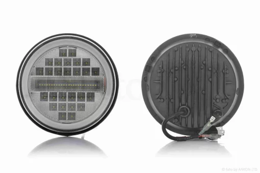 Фара мото діодна, кругла, D177, H4, 2 габарити (білий/жовтий) #C80-3S1, QT-037099