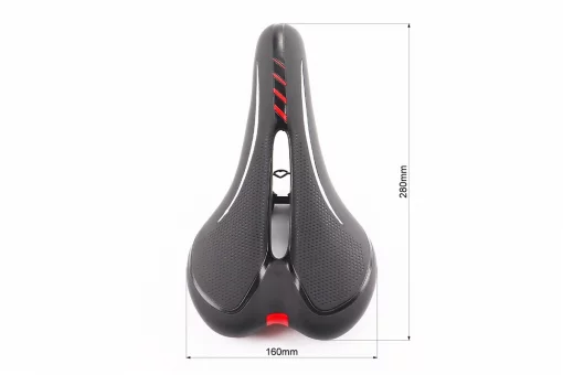 Сидіння MTB 280x160мм, чорно-біло-червоне YF-1050, FIX-209220