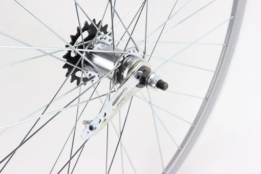 Колесо 28" заднее, обод "капля" алюминиевый, втулка ХВЗ червячная 14Gх36H, крепл. гайка, серое, FIX-209244