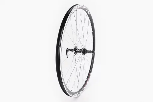 Колесо 26" заднее V-brake, обод и втулка 14Gx36H алюминиевые, пром-подшипники 6200 2RS, под вольнобег, крепл. эксцентрик, RACE26,