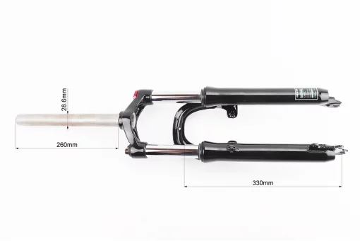Вилка 24" амортизационная, без резьбы 1-1/8" (28,6мм), шток 260мм, с ходом 70мм, V/Disk-brake, Lockout, чёрная LJ-536M, FIX-209287