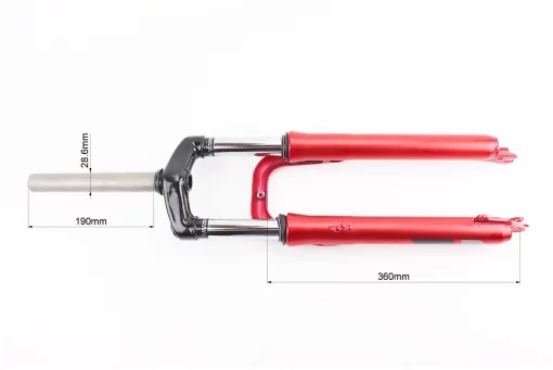 Вилка 26 "амортизаційна, без різьби 1-1/8" (28,6мм), шток 190мм, з ходом 60мм, Disk-brake, червона YS-3041, FIX-209290