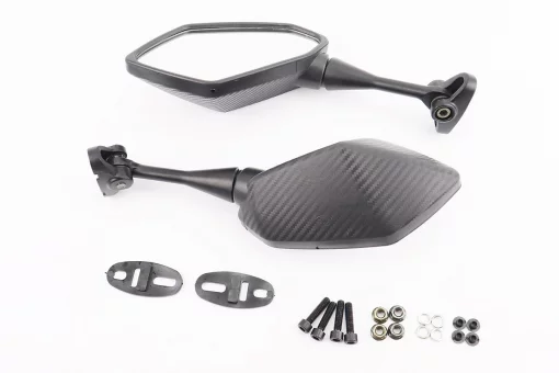 Дзеркала к-кт на мотоцикл "призма" під два болта, карбон (ССС - знак якості), від 5шт -10%, FIX-337494