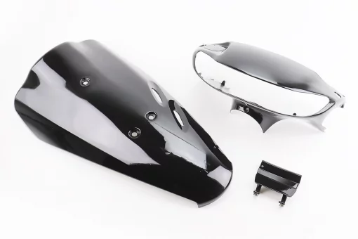 Honda DIO AF-34 пластик - к-кт крашеные 5 деталей (голова под диск. тормоз с крышкой лючка), ЧЕРНЫЙ, FIX-329831