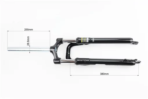 Вилка 27,5" амортизационная, без резьбы 1-1/8" (28,6мм), шток 255мм, с ходом 60мм, Disk-brake, чёрная CH-386, FIX-209536