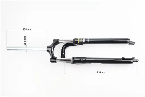 Вилка 29" амортизаційна, без різьби 1-1/8" (28,6мм), шток 255мм, з ходом 75мм, Disk-brake, Preload, чорна CH-386, FIX-209538