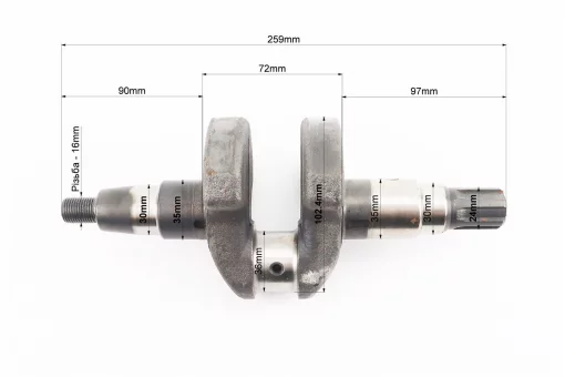 Колінвал 178F (Dшийки-36mm, H-102,4mm) під шліц, FIX-602221