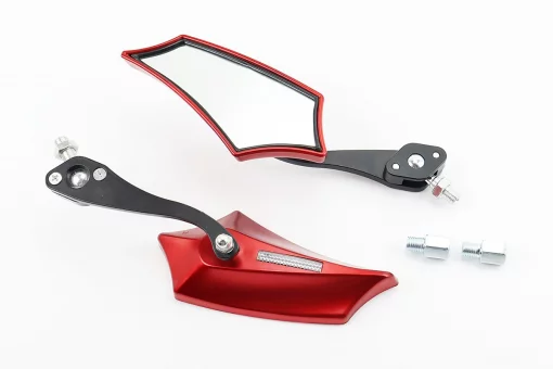 Зеркала к-кт "ПРИЗМА" SPORT, красные, м10 + переходник под крепления М10 прав./лев. Yamaha (с регулировкой наклона), тип 1,