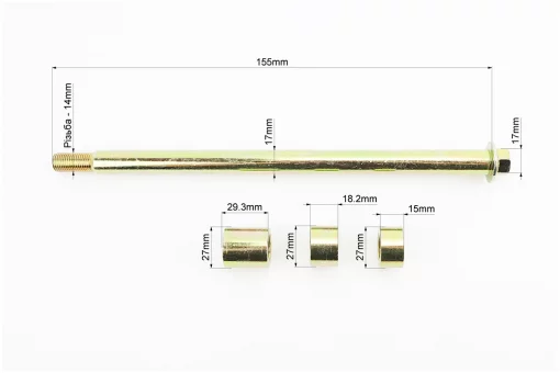 V200-F2 V250-F2 Вісь колеса заднього d17mm; L300mm + 3 втулки + гайка, FIX-209619