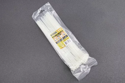 Хомут-стяжка пластиковый 3,6x300мм к-кт 100шт, белый 20-1809, FIX-209643