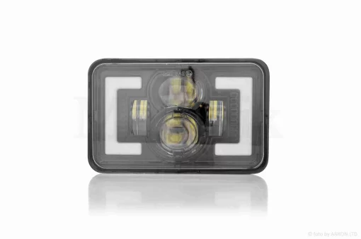 Фара мото діодна, прямокутна, 168*107, H4, білий/жовтий габарит #C163-3Z1_, QT-010316