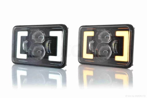 Фара мото діодна, прямокутна, 168*107, H4, білий/жовтий габарит #C163-3Z1_, QT-010316