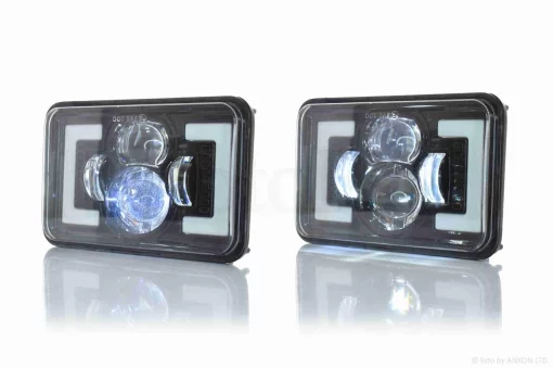 Фара мото діодна, прямокутна, 168*107, H4, білий/жовтий габарит #C163-3Z1_, QT-010316