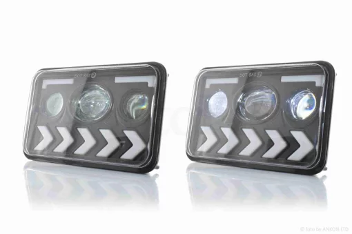 Фари ATV/авто (пара) діодні, прямокутні, 168*108, H4, динамічні повороти #C113-L/R-3Z1_, QT-010333