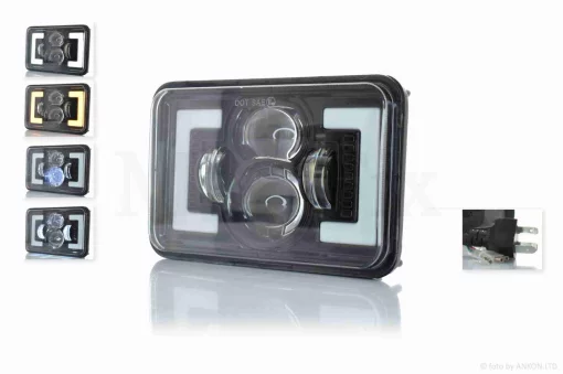 Фара мото діодна, прямокутна, 168*107, H4, білий/жовтий габарит #C163-1Z1_, QT-010742