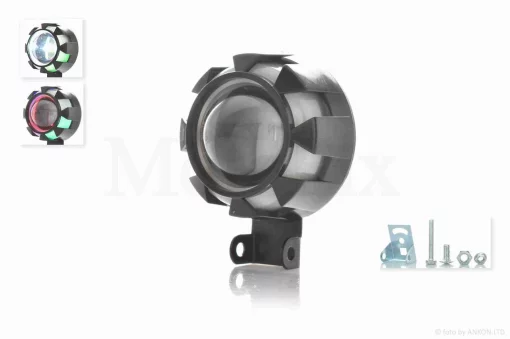 Фара додаткова діодна, кругла, D75, біле світло, червоний габарит, RGB кільце #18103_, QT-009555