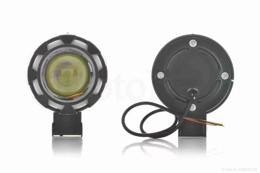 Фара додаткова діодна, кругла, D75, біле світло, червоний габарит, RGB кільце #18103_, QT-009555