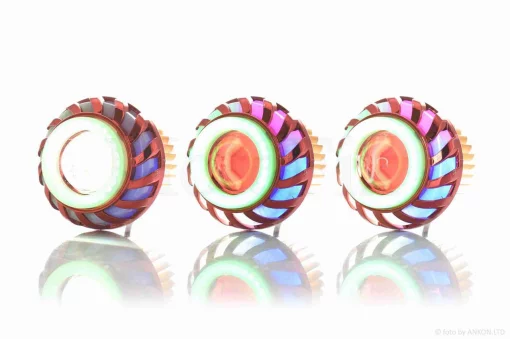 Модуль у фару діодний D71, біле світло, червоний габарит, RGB кільце, стробоскоп #18127_, QT-009593