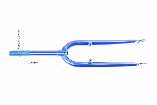 Вилка 24" с резьбой 1" (25,4мм), шток 240мм, V-brake, синяя, FIX-208971