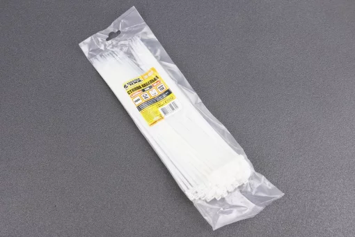 Хомут-стяжка пластикова 4,8x300мм к-кт 100шт, білий 20-1815, FIX-210064