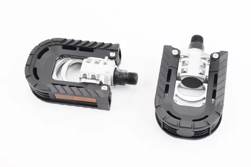 Педали FOLDING складные 9/16" (100x70x28mm) пластико-алюминиевые, чёрно-серые YH-99X, FIX-210310