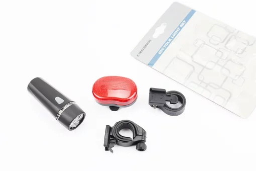 Фонарь передний 5 диодов+задний 3 диода к-кт, чёрный XC-100305 (без батареек), FIX-210317