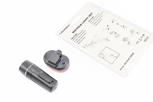 Фонарь передний 5 диодов+задний 3 диода к-кт, чёрный XC-100305 (без батареек), FIX-210317