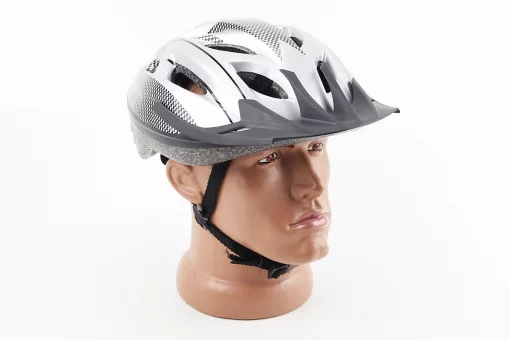 Шолом велосипедний M (54-57 см) знімний козирок, 12 вент. отворів, сірий MJ-004, FIX-210384