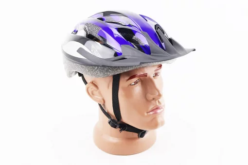 Шолом велосипедний M (54-57 см) знімний козирок, 12 вент. отворів, синій MJ-004, FIX-210385