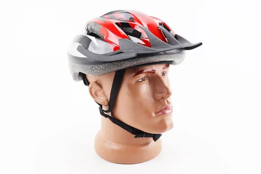 Шлем велосипедный M (54-57 см) съёмный козырёк, 12 вент. отверстий, красный MJ-004, FIX-210386