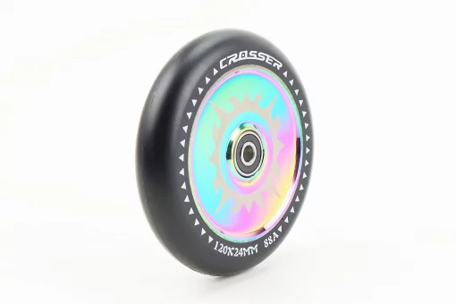 Колесо трюкового самоката 120*24мм 88A PHANTOM, алюмінієве, пром-підшипники 608 (8х22х7) 2RS, плазма, FIX-210390