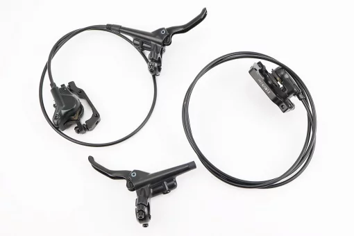 Гальмо Disk-brake гідравлічне переднє (F180/R160мм)+заднє (F180/R160мм) у зборі, диски 160/180мм, кріпл. 6 болтів, чорні,