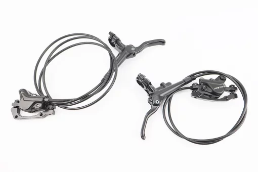 Гальмо Disk-brake гідравлічне переднє (F160/R140мм)+заднє (F180/R160мм) у зборі, диски 160мм, кріпл. 6 болтів, чорні, FIX-210414