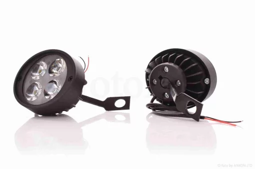 Фари додаткові (пара) круглі, 6 діодів, кронштейн під дзеркало, QT-012955