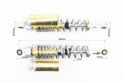 Амортизатор задний JH/CB/CG - 340мм*d60мм (втулка 12мм / втулка 10;12мм) газовый регулир., хром к-кт 2шт, FIX-351391