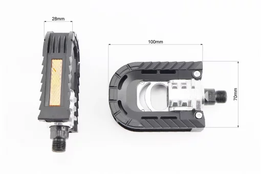 Педали FOLDING складные 9/16" (100x70x28mm) пластико-алюминиевые, чёрно-серые YH-99X, FIX-210310